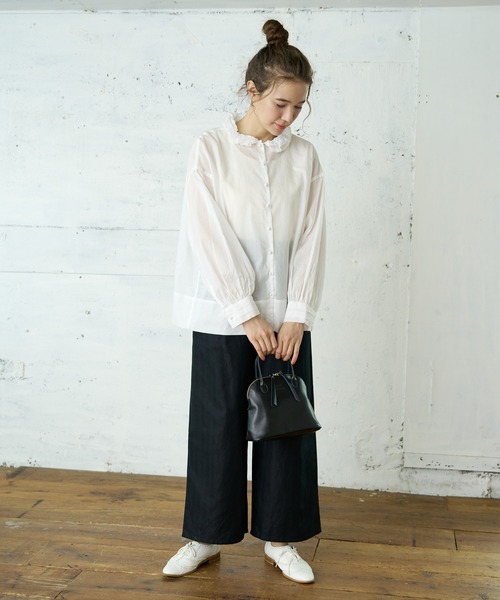 PUAL CE CIN（ピュアルセシン）の「ボイル襟フリルブラウス（シャツ/ブラウス・レディース・ホワイト/ブラック/ベージュ・FREE）」の9枚目の写真