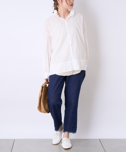 PUAL CE CIN（ピュアルセシン）の「ボイル襟フリルブラウス（シャツ/ブラウス・レディース・ホワイト/ブラック/ベージュ・FREE）」の16枚目の写真