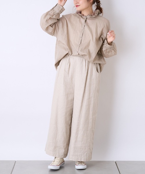 PUAL CE CIN（ピュアルセシン）の「ボイル襟フリルブラウス（シャツ/ブラウス・レディース・ホワイト/ブラック/ベージュ・FREE）」の6枚目の写真