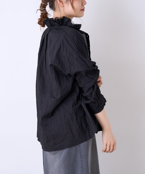 PUAL CE CIN（ピュアルセシン）の「ボイル襟フリルブラウス（シャツ/ブラウス・レディース・ホワイト/ブラック/ベージュ・FREE）」の7枚目の写真