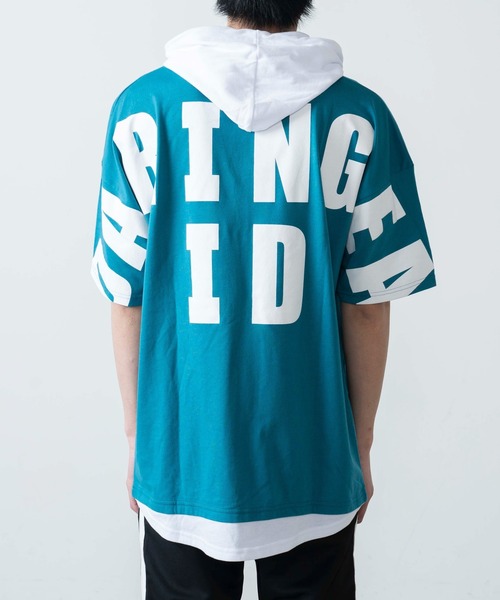 WEGO（ウィゴー）の「WEGO/ストレートラインレイヤード半袖プルパーカー（パーカー・メンズ・ブラック/ホワイト/ターコイズブルー/イエロー・LARGE/MEDIUM）」の17枚目の写真