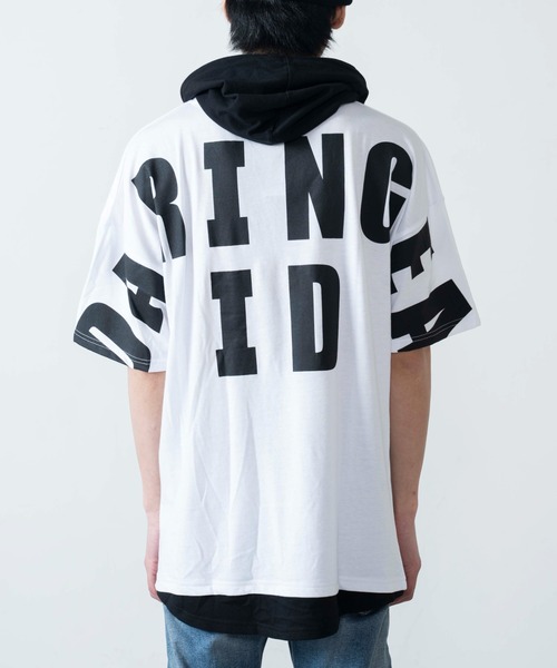 WEGO（ウィゴー）の「WEGO/ストレートラインレイヤード半袖プルパーカー（パーカー・メンズ・ブラック/ホワイト/ターコイズブルー/イエロー・LARGE/MEDIUM）」の15枚目の写真