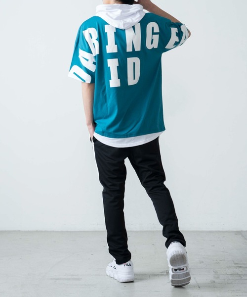 WEGO（ウィゴー）の「WEGO/ストレートラインレイヤード半袖プルパーカー（パーカー・メンズ・ブラック/ホワイト/ターコイズブルー/イエロー・LARGE/MEDIUM）」の13枚目の写真