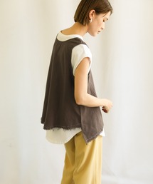 select MOCA | 2021 SS カットオフデザインリネンノースリーブトップス(タンクトップ)