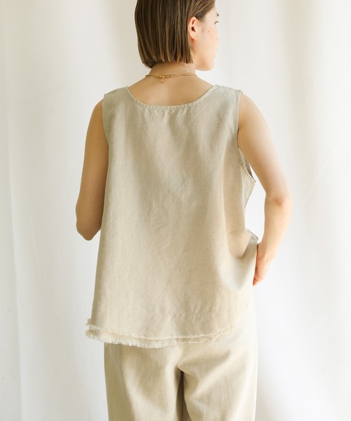select MOCA（セレクトモカ）の「2021 SS カットオフデザインリネンノースリーブトップス（タンクトップ・レディース・ブラック/ブラウン/アイボリー・FREE）」の14枚目の写真