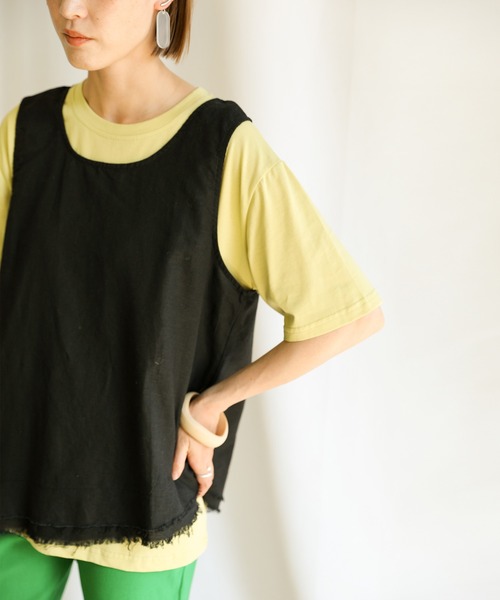 select MOCA（セレクトモカ）の「2021 SS カットオフデザインリネンノースリーブトップス（タンクトップ・レディース・ブラック/ブラウン/アイボリー・FREE）」の18枚目の写真