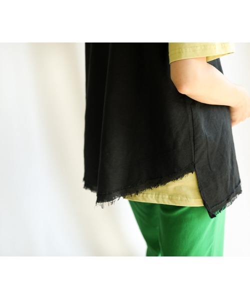 select MOCA（セレクトモカ）の「2021 SS カットオフデザインリネンノースリーブトップス（タンクトップ・レディース・ブラック/ブラウン/アイボリー・FREE）」の20枚目の写真