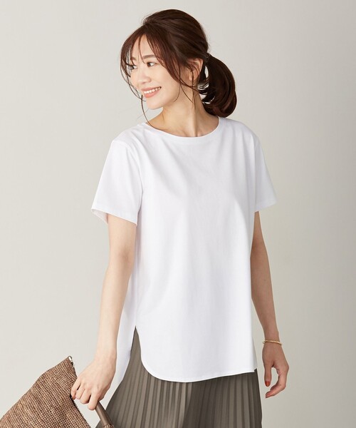 J.PRESS(ジェイプレス)の「ラウンドヘムジャージー カットソー(Tシャツ/カットソー・レディース・ホワイト系/ベージュ系/ライトグリーン系・T13/T15)」の2枚目の写真