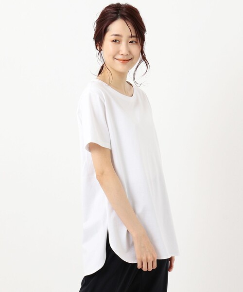 J.PRESS(ジェイプレス)の「ラウンドヘムジャージー カットソー(Tシャツ/カットソー・レディース・ホワイト系/ベージュ系/ライトグリーン系・T13/T15)」の5枚目の写真
