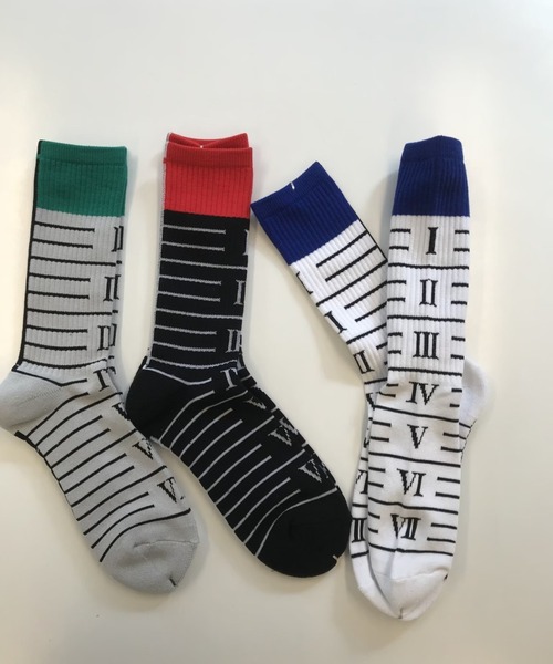 DANKE SCHON（ダンケシェーン）の「DankeSchon/ダンケシェーン/ルーラーグラフィックソックス/CM Socks（ソックス/靴下・メンズ・ホワイト/ブラック/グレー・FREE）」の4枚目の写真
