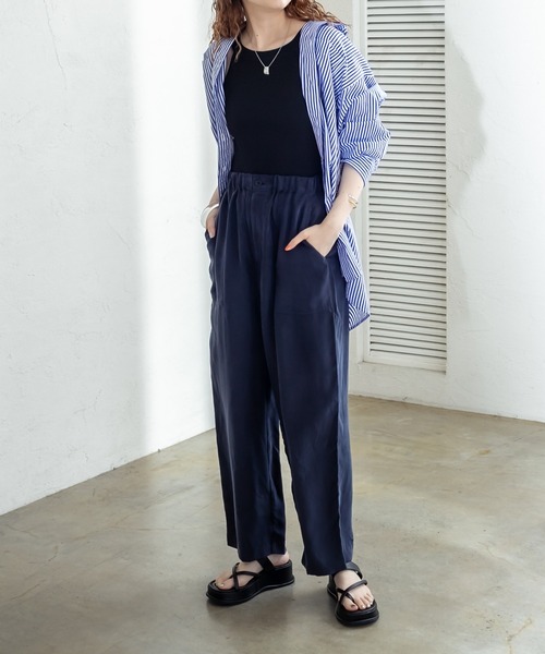 mystic(ミスティック)の「キュプラタッチベイカーパンツ(スウェットパンツ・レディース・ネイビー/ピンク/ライム・FREE)」の3枚目の写真