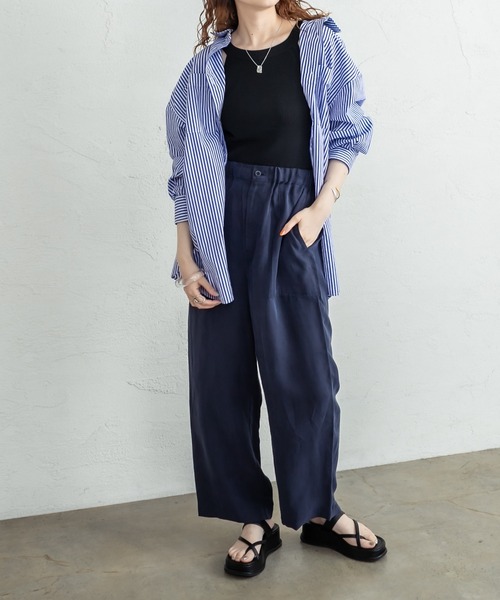 mystic(ミスティック)の「キュプラタッチベイカーパンツ(スウェットパンツ・レディース・ネイビー/ピンク/ライム・FREE)」の5枚目の写真