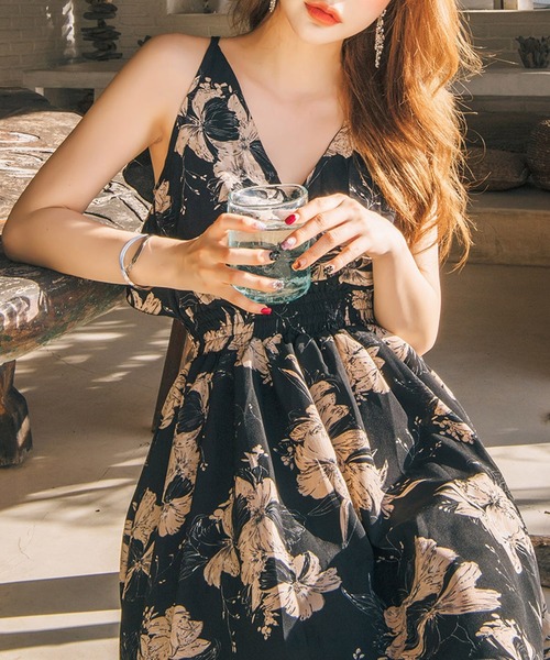 TeddyShop（テディショップ）の「レディース 花柄バックリボンロングワンピース（ワンピース・レディース・ブラック・ONE SIZE）」の8枚目の写真