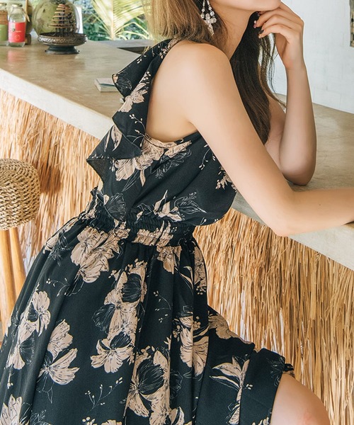 TeddyShop（テディショップ）の「レディース 花柄バックリボンロングワンピース（ワンピース・レディース・ブラック・ONE SIZE）」の5枚目の写真