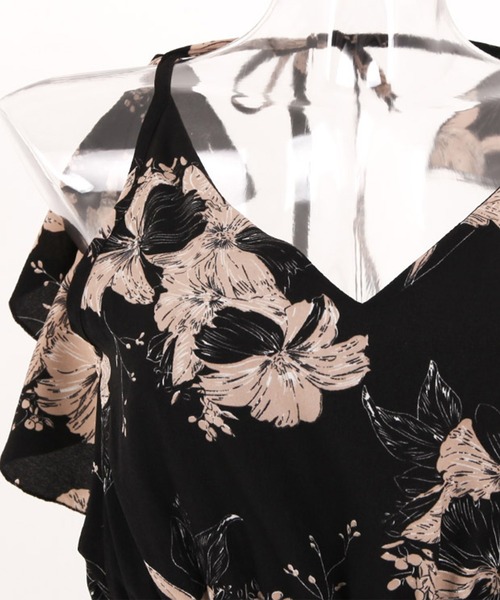 TeddyShop（テディショップ）の「レディース 花柄バックリボンロングワンピース（ワンピース・レディース・ブラック・ONE SIZE）」の2枚目の写真