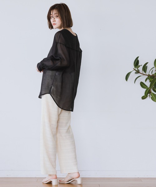 A part by（アパートバイ）の「TeNyシアーセーラーブラウス　954866（シャツ/ブラウス・レディース・ライトベージュ/ブラック/ネイビー・FREE）」の16枚目の写真