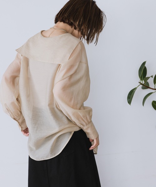 A part by（アパートバイ）の「TeNyシアーセーラーブラウス　954866（シャツ/ブラウス・レディース・ライトベージュ/ブラック/ネイビー・FREE）」の20枚目の写真