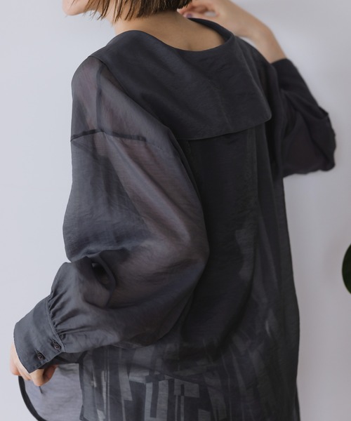 A part by（アパートバイ）の「TeNyシアーセーラーブラウス　954866（シャツ/ブラウス・レディース・ライトベージュ/ブラック/ネイビー・FREE）」の14枚目の写真