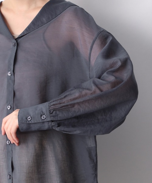 A part by（アパートバイ）の「TeNyシアーセーラーブラウス　954866（シャツ/ブラウス・レディース・ライトベージュ/ブラック/ネイビー・FREE）」の19枚目の写真