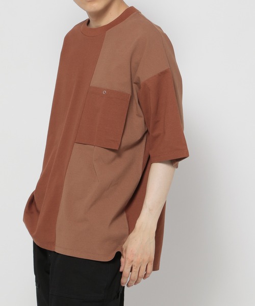 niko and...(ニコアンド)の「配色ギマポケットTシャツ(Tシャツ/カットソー・メンズ・ブラウン/グレー/ブルー・MEDIUM/LARGE)」の9枚目の写真