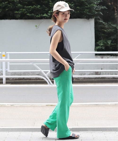 SLOBE IENA（スローブイエナ）の「ストレッチインレーイージーパンツ【ウエストゴム/手洗い可能】◆（その他パンツ・レディース・パープル/ブラウン/グリーン・FREE）」の7枚目の写真