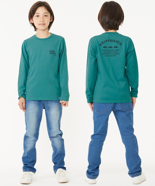 KRIFF MAYER Kid's Collection（クリフメイヤーキッズコレクション）の「ぬくテクロゴTEE（Tシャツ/カットソー・キッズ・ネイビー/ブラウン/ブルーグリーン/レンガ・120/130/140/150/160/170）」の8枚目の写真