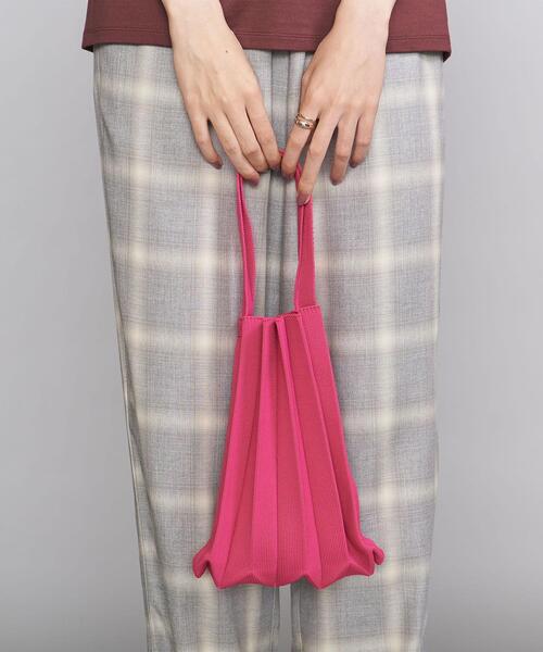 BEAUTY&YOUTH UNITED ARROWS(ビューティーアンドユースユナイテッドアローズ)の「BY ニットプリーツ バッグ◆(トートバッグ・レディース・ピンク/ライム・FREE)」の1枚目の写真