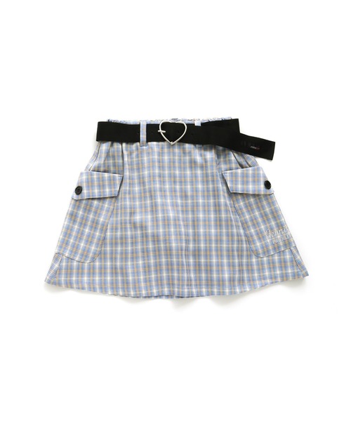 JENNI love（ジェニィラブ）の「ベルト付きチェックスカパン（スカート・キッズ・ベージュ/ピンク/サックスブルー・150cm/160cm/130cm/140cm）」の2枚目の写真