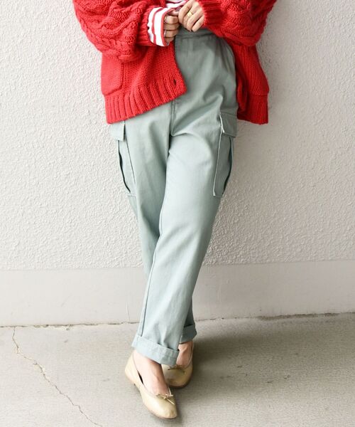 SHIPS any（シップス エニィ）の「SHIPS any:〈ウォッシャブル〉モールスキン カーゴポケットパンツ◇（カーゴパンツ・レディース・ネイビー/ライトグリーン/ナチュラル・40/38/36）」の11枚目の写真