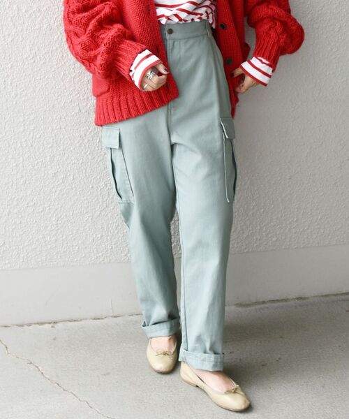 SHIPS any（シップス エニィ）の「SHIPS any:〈ウォッシャブル〉モールスキン カーゴポケットパンツ◇（カーゴパンツ・レディース・ネイビー/ライトグリーン/ナチュラル・40/38/36）」の6枚目の写真