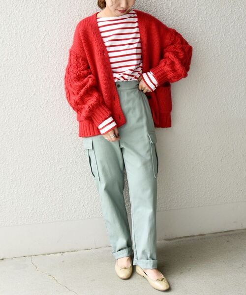 SHIPS any（シップス エニィ）の「SHIPS any:〈ウォッシャブル〉モールスキン カーゴポケットパンツ◇（カーゴパンツ・レディース・ネイビー/ライトグリーン/ナチュラル・40/38/36）」の18枚目の写真