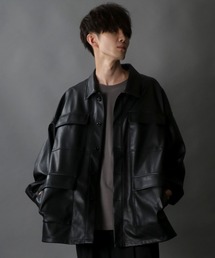SITRY | oversize synthetic leather jacket/オーバーサイズ フェイクレザー ジャケット(ブルゾン)
