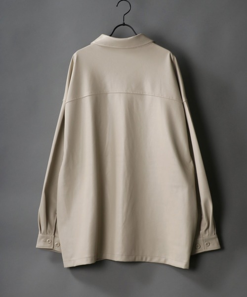 SITRY（シトリー）の「oversize synthetic leather jacket/オーバーサイズ フェイクレザー ジャケット（ブルゾン・メンズ・ブラック/アイボリー/ブルーグレー・M/L）」の9枚目の写真
