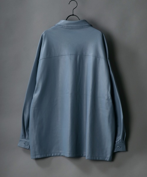 SITRY（シトリー）の「oversize synthetic leather jacket/オーバーサイズ フェイクレザー ジャケット（ブルゾン・メンズ・ブラック/アイボリー/ブルーグレー・M/L）」の11枚目の写真