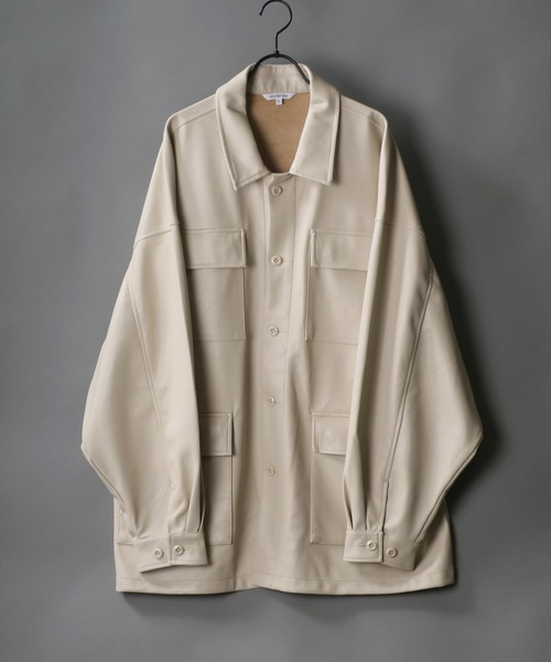 SITRY（シトリー）の「oversize synthetic leather jacket/オーバーサイズ フェイクレザー ジャケット（ブルゾン・メンズ・ブラック/アイボリー/ブルーグレー・M/L）」の15枚目の写真