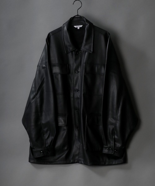 ★エックスラージ★レザージャケット★オーバーサイズ★フェイクレザー★ブラック★黒 SITRY（シトリー）の「oversize synthetic leather jacket/オーバー