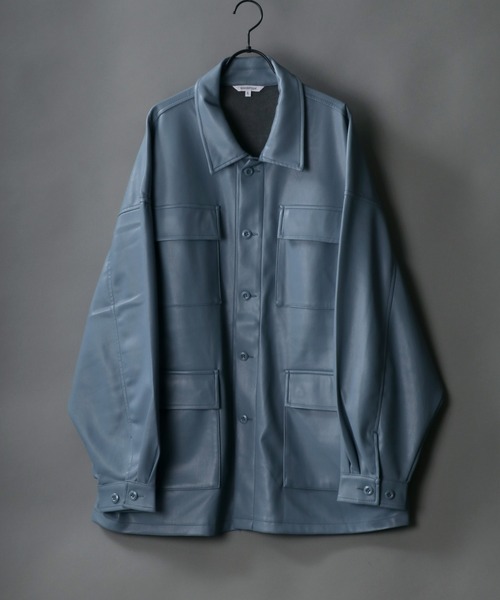 SITRY（シトリー）の「oversize synthetic leather jacket/オーバーサイズ フェイクレザー ジャケット（ブルゾン・メンズ・ブラック/アイボリー/ブルーグレー・M/L）」の17枚目の写真