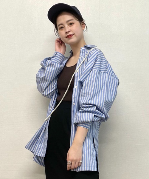 CIAOPANIC（チャオパニック）の「TCビッグシャツ（シャツ/ブラウス・レディース・ホワイト/ネイビー/サックスブルー/ブルー・FREE）」の3枚目の写真