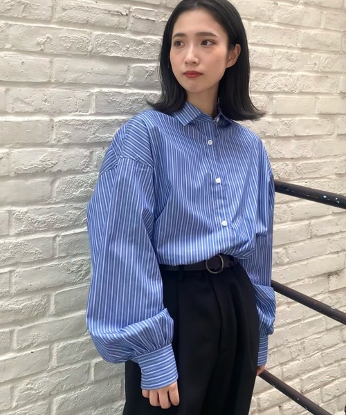 CIAOPANIC（チャオパニック）の「TCビッグシャツ（シャツ/ブラウス・レディース・ホワイト/ネイビー/サックスブルー/ブルー・FREE）」の17枚目の写真