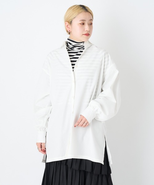 CIAOPANIC（チャオパニック）の「TCビッグシャツ（シャツ/ブラウス・レディース・ホワイト/ネイビー/サックスブルー/ブルー・FREE）」の7枚目の写真