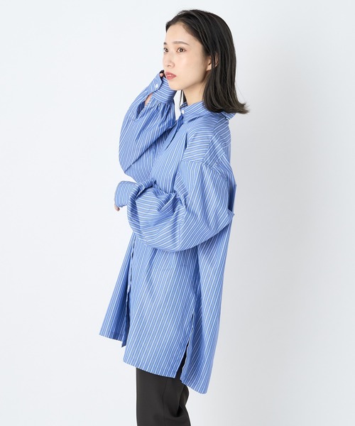 CIAOPANIC（チャオパニック）の「TCビッグシャツ（シャツ/ブラウス・レディース・ホワイト/ネイビー/サックスブルー/ブルー・FREE）」の5枚目の写真