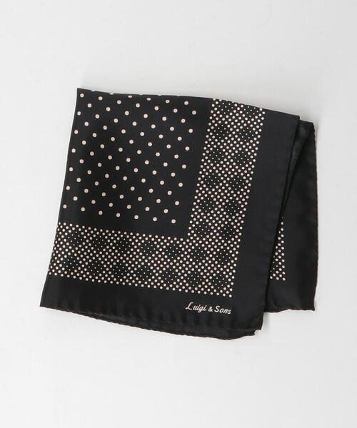 green label relaxing(グリーンレーベルリラクシング)の「<LUIGI&SONS(ルイージ&サンズ)>シルク ドット ポケットチーフ(ハンカチ/ハンドタオル・メンズ・ロイヤルブルー/ブラック・FREE)」の2枚目の写真