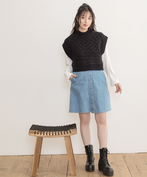 Mysa&Liina（ミーサリーナ）の「ショート丈ニットベスト（ベスト・レディース・ブラック/ダークブラウン/ベージュ/オフホワイト/ライム/ラベンダー・M）」の10枚目の写真