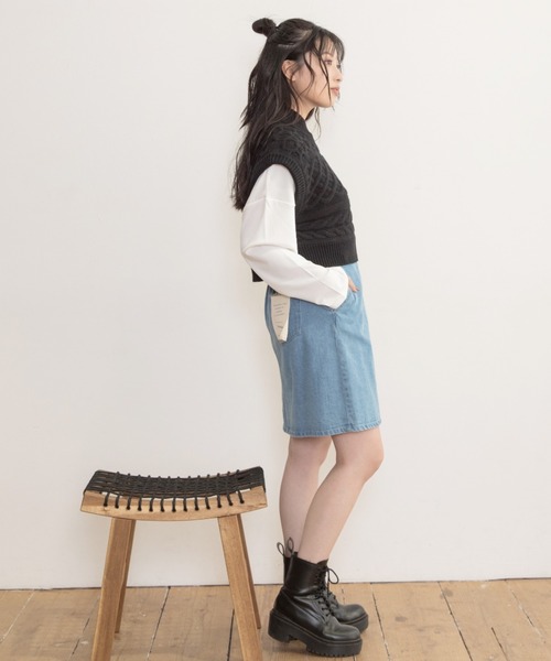 Mysa&Liina（ミーサリーナ）の「ショート丈ニットベスト（ベスト・レディース・ブラック/ダークブラウン/ベージュ/オフホワイト/ライム/ラベンダー・M）」の11枚目の写真