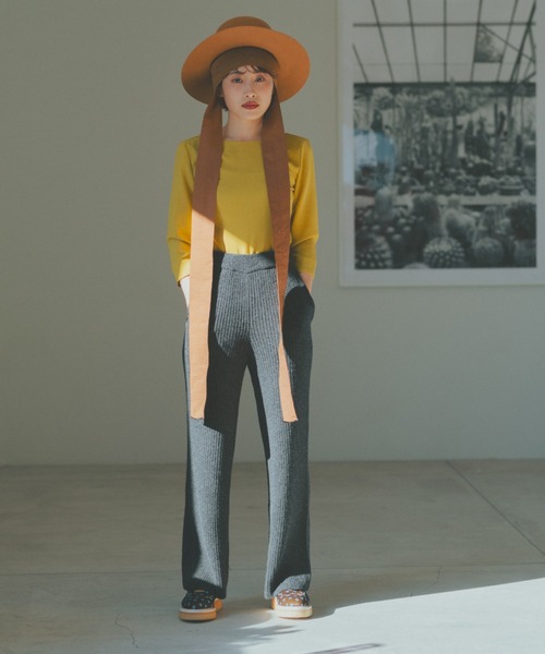 fukuu（フクウ）の「【セットアップ対応可】 リサイクルウール　ニットパンツ（その他パンツ・レディース・ライム/チャコールグレー/ブラウン・L/M）」の5枚目の写真