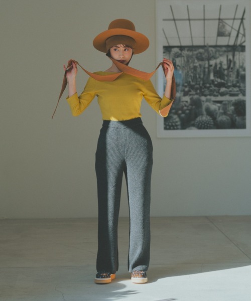 fukuu（フクウ）の「【セットアップ対応可】 リサイクルウール　ニットパンツ（その他パンツ・レディース・ライム/チャコールグレー/ブラウン・L/M）」の4枚目の写真