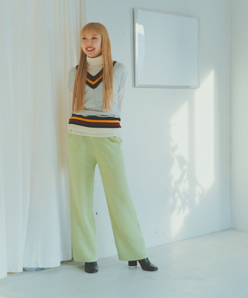 fukuu（フクウ）の「【セットアップ対応可】 リサイクルウール　ニットパンツ（その他パンツ・レディース・ライム/チャコールグレー/ブラウン・L/M）」の17枚目の写真