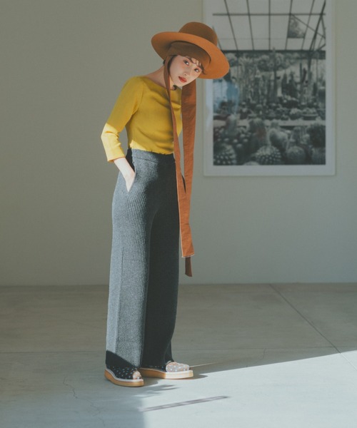 fukuu（フクウ）の「【セットアップ対応可】 リサイクルウール　ニットパンツ（その他パンツ・レディース・ライム/チャコールグレー/ブラウン・L/M）」の9枚目の写真