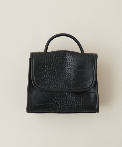 natural couture（ナチュラルクチュール）の「トップハンドルレトロバッグ（ショルダーバッグ・レディース・ブラック/ライトベージュ/その他1・FREE）」の10枚目の写真