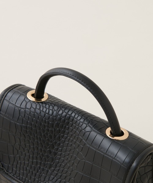 natural couture（ナチュラルクチュール）の「トップハンドルレトロバッグ（ショルダーバッグ・レディース・ブラック/ライトベージュ/その他1・FREE）」の11枚目の写真